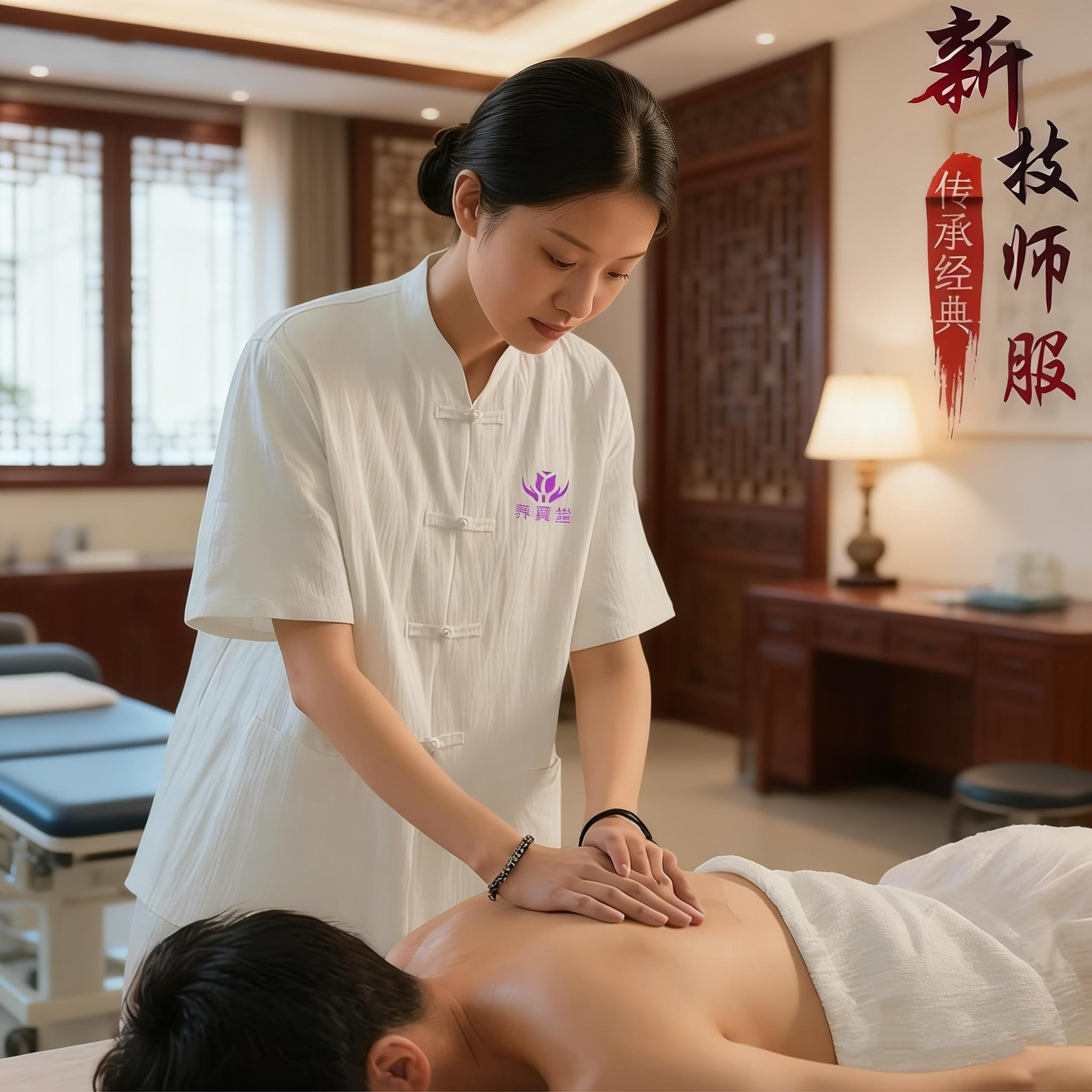 定制推拿按摩师工作服男女同款棉麻套装中医馆艾灸理疗康复师服装