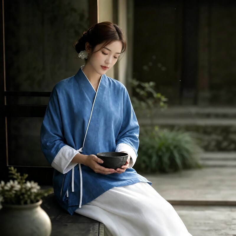 新中式禅意佛系女装秋汉元素日常穿搭茶服外套拜佛素衣居士禅修服