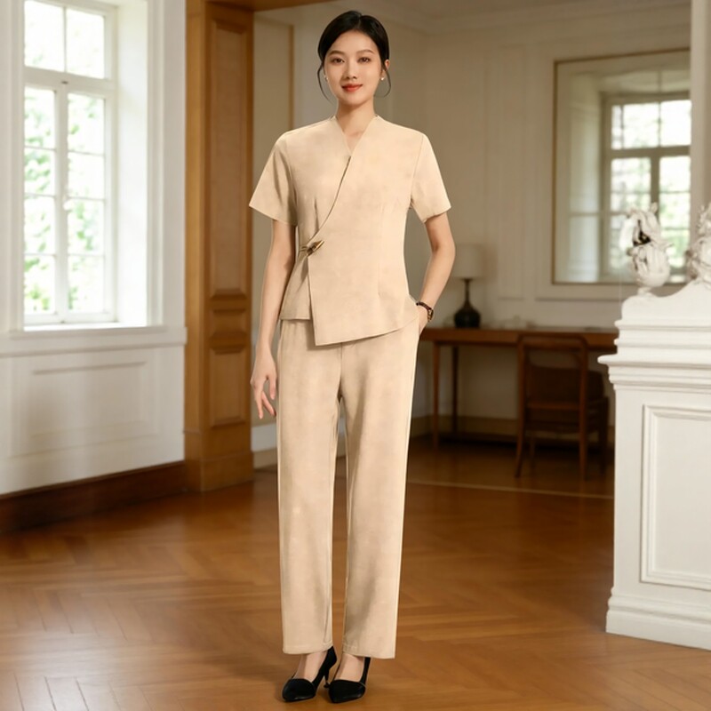 夏季短袖美容院工作服女高端养生馆工作服皮肤管理师职业装女套装