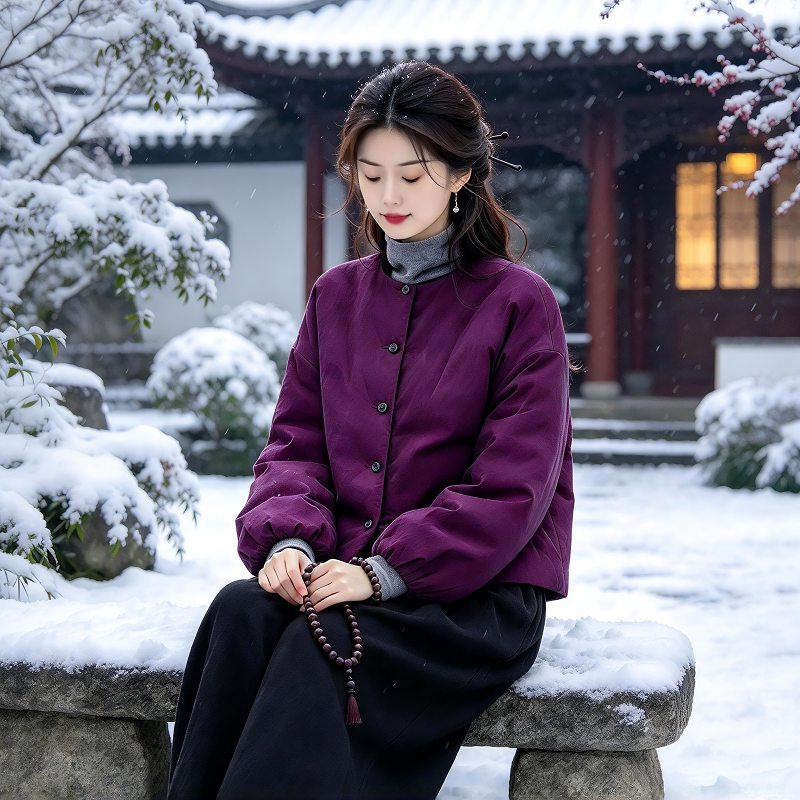 秋冬禅意佛系女装夹棉加厚棉袄新中式国风棉衣外套高级禅服女上衣
