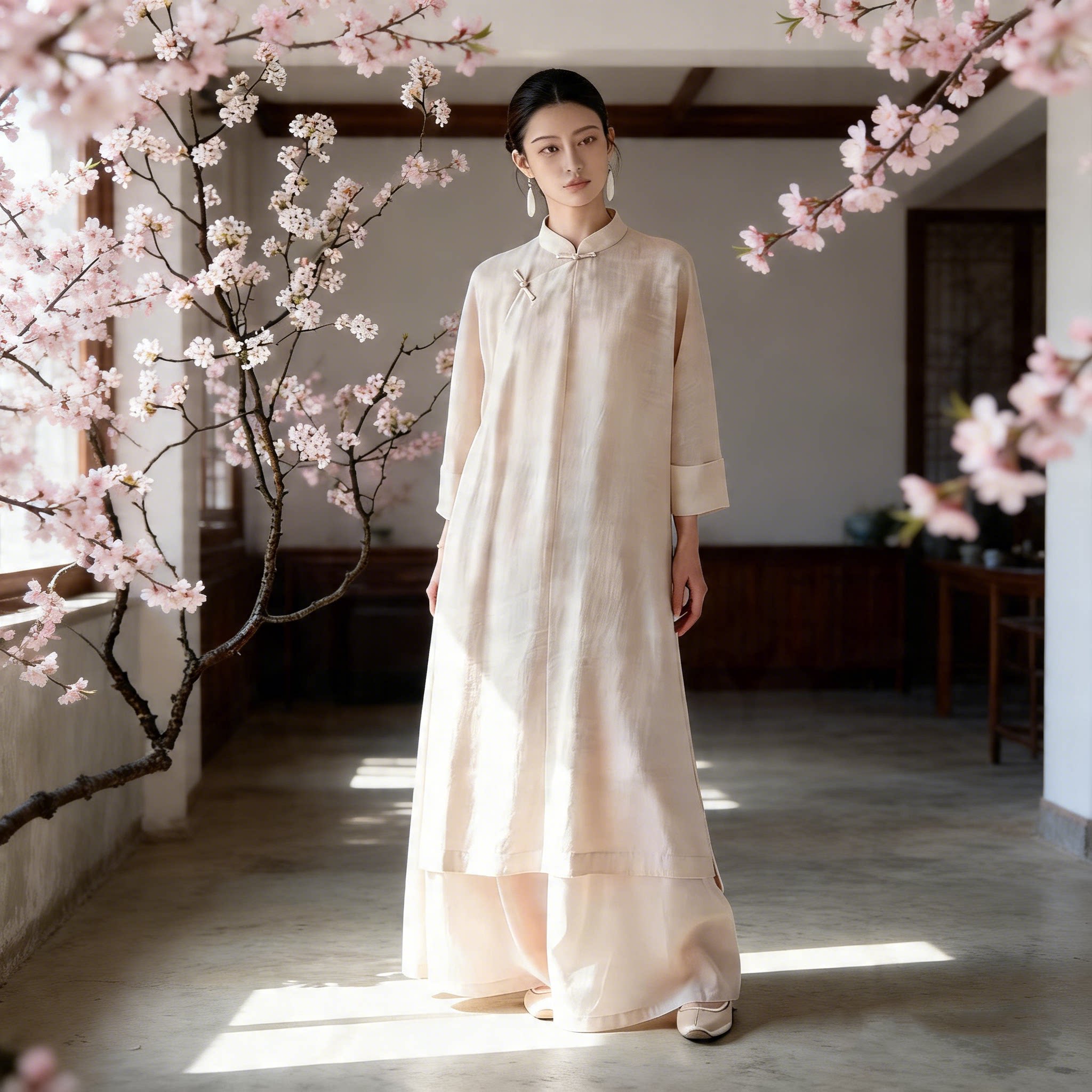 新中式茶服女旗袍式连衣裙套装茶艺师工作服禅意中国风女装疗愈服