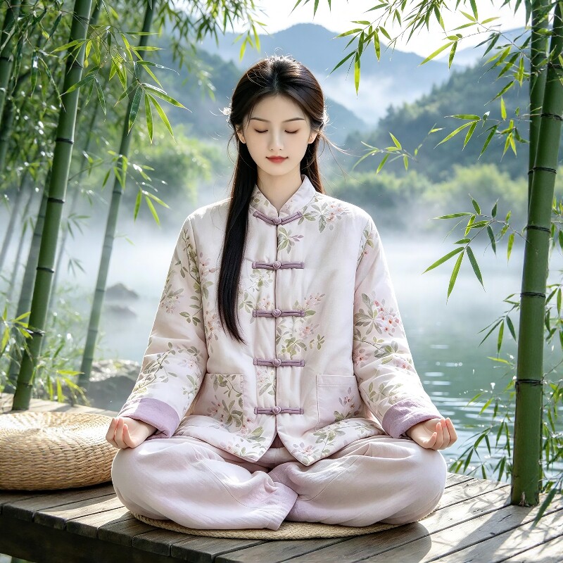 秋冬打坐禅服女夹棉加厚棉袄外套禅意女装中式国风上衣禅修居士服