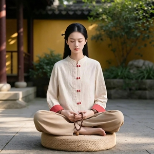 2026秋季新品居士服女款开衫外套改良日常禅意佛系女装禅服女套装