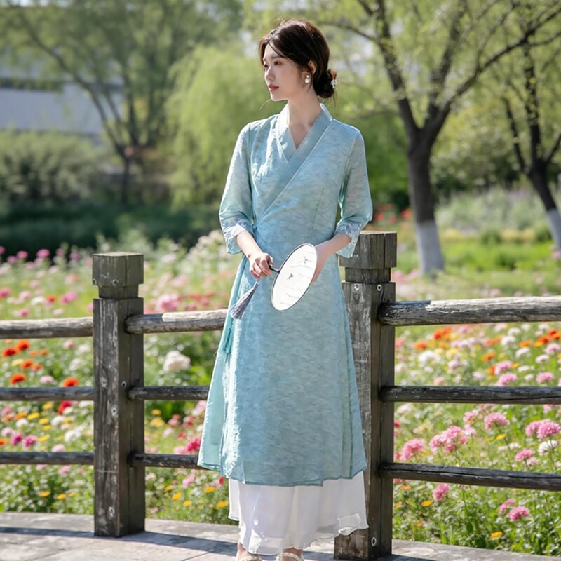 2026新款夏季原创中式茶服汉服女中国风禅意改良长款汉元素连衣裙