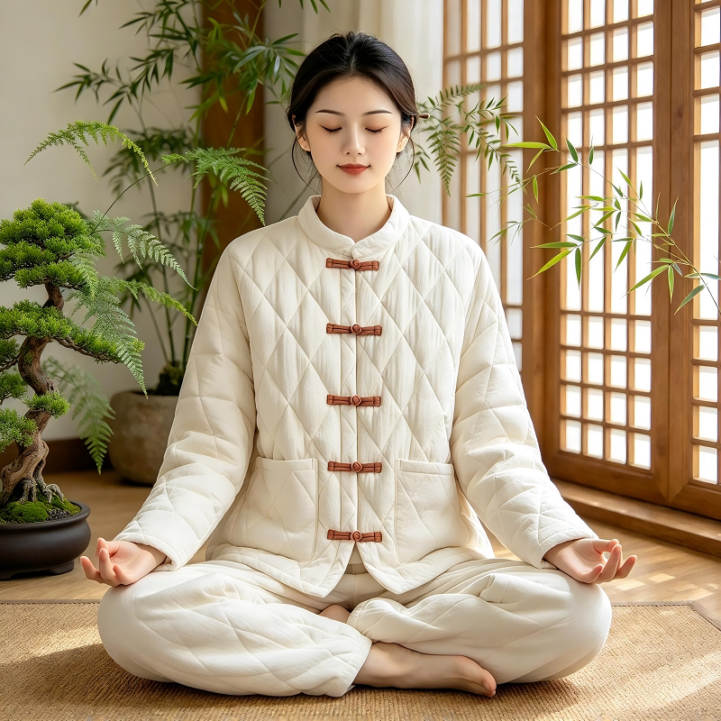 冬季禅意打坐禅服外套女装唐装棉袄棉麻禅服茶艺师棉衣外套居士服