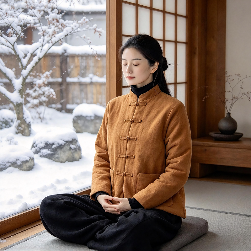 冬季中国风佛系禅服棉袄外套新中式加厚棉衣打坐冥想禅修居士棉服