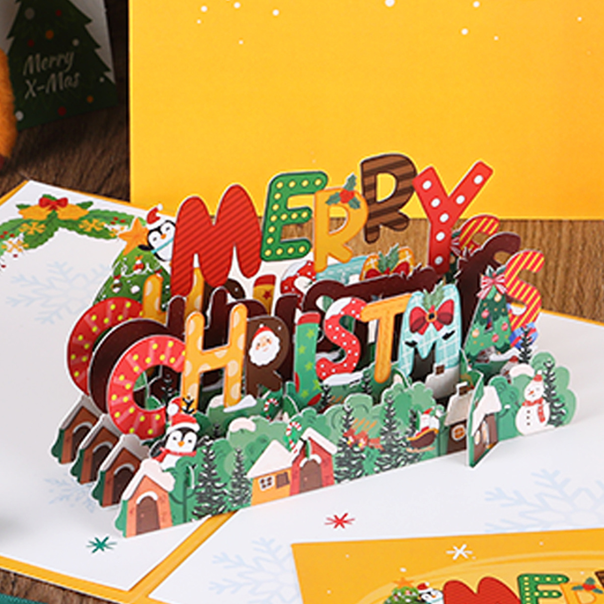 Pop-Up Merry Christmas Greeting Card Xmas gifts Message Card