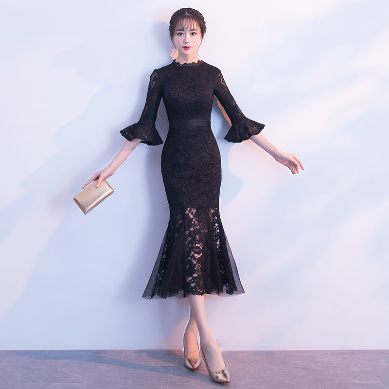 黑色晚礼服裙女2019新款宴会高贵显瘦优雅鱼尾名媛派对小礼服聚会|ruв категории Женская одежда, Cвадебные платья, платье/вечернее платье - от Buy2taobao.com для оказания профессиональной услуги покупки агента Taobao