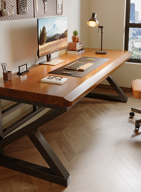 实木电脑桌台式家用办公桌卧室学生长条书桌学习写字桌子工作SD08