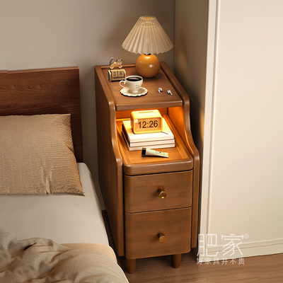 实木超窄床头柜小型夹缝柜置物架