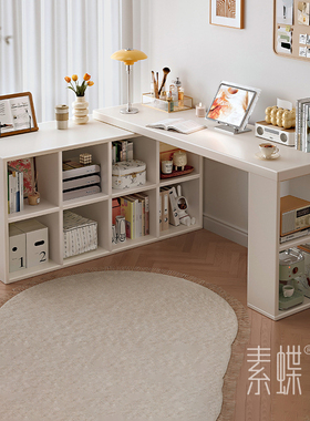 转角书桌书架一体电脑桌卧室家用女生梳妆台l型拐角办公桌ZTF988