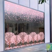 饰氛围 家纺店高级感装 春季 上新浪漫樱花玻璃静电贴画商场店铺服装