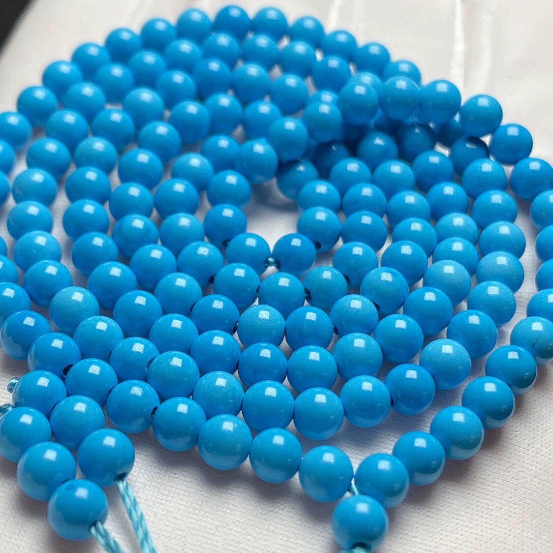 호북 원시 광석 천연 높은 도자기 파란색 청록색 목걸이 라운드 비즈 108 부처님 비즈 비즈 기장 체인 멀티 턴에 느슨한 비즈