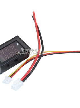 (红蓝10A)DC0-100V 10A LED直流双显示数字电压电流表头 带微调