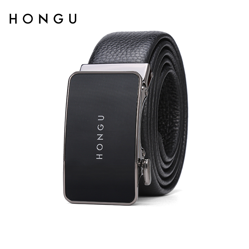 红谷男士真皮皮带自动扣头层牛皮商务休闲腰带荔枝纹h2112465