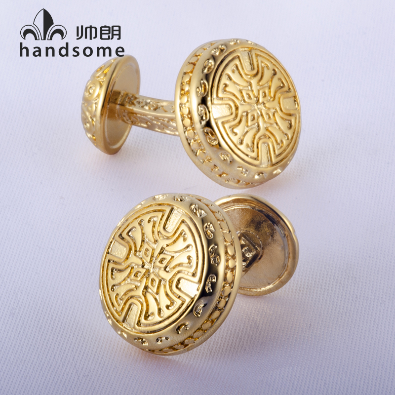 商务百搭男士袖扣复古花纹袖口扣
