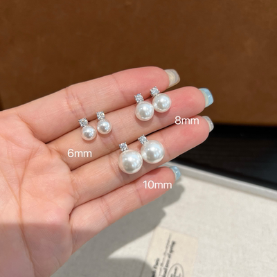 百搭S925纯银珍珠莫桑钻女生耳钉