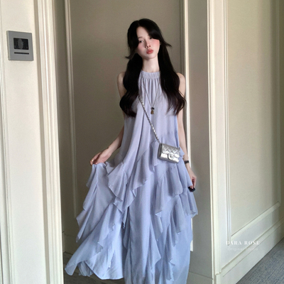 DARA ROSE-叶边沙滩裙生日礼服裙连衣裙(不含项链包包配饰)S8962
