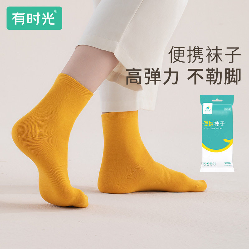 袜子棉袜男女生秋冬中筒袜厚款便捷旅行加厚保暖红色袜子儿童袜