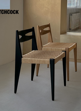 HITCHCOCK Havana/哈瓦那椅 侘寂简约复古绳编真皮餐椅原木艺术