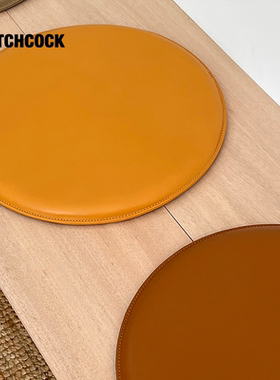 HITCHCOCK Padding 真皮座垫哑光帆布咖啡馆圆形侘寂餐椅子薄坐垫