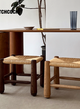 HITCHCOCK Savoye stool/萨伏伊方凳 中古法式绳编椅子复古矮凳子