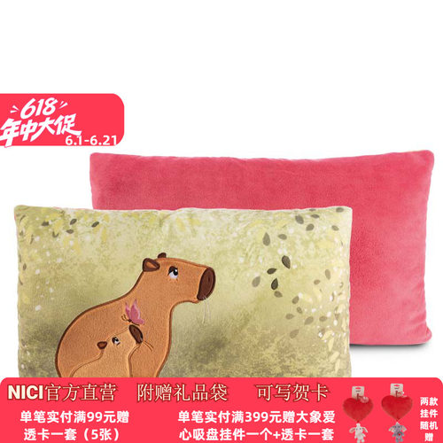 德国 NICI Basic Capybara  Green 水豚矩形靠垫 43x25cm