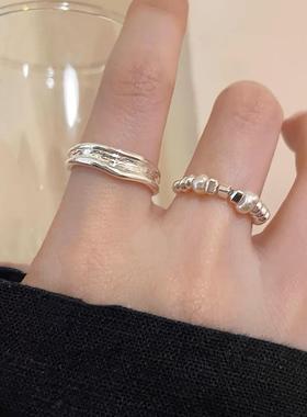 碎银子双层不规则开口戒指