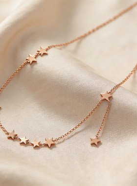 轻奢五角星项链女玫瑰金百搭锁骨链气质高级感颈链