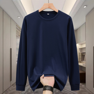 T恤男加肥加大胖子圆领打底衫 春季 宽松长袖 休闲大码 纯棉上衣 男士