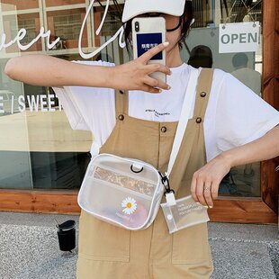 日系仙女超火小韩版果冻透明pvc少女心小方包迷你斜挎包