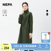 NEPA耐葩24秋冬女士T恤百搭长款 保暖半拉链连衣裙7K82861