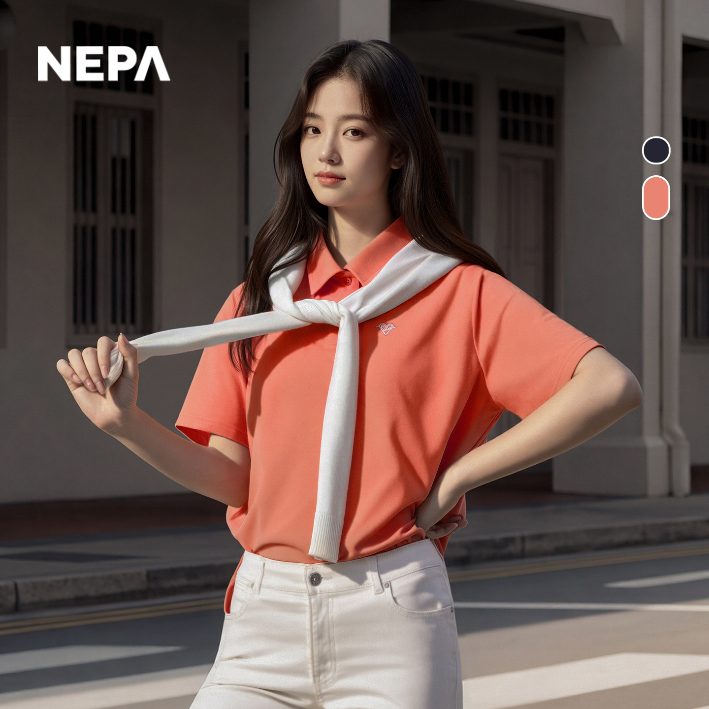 NEPA耐葩女士短袖翻领T恤图片