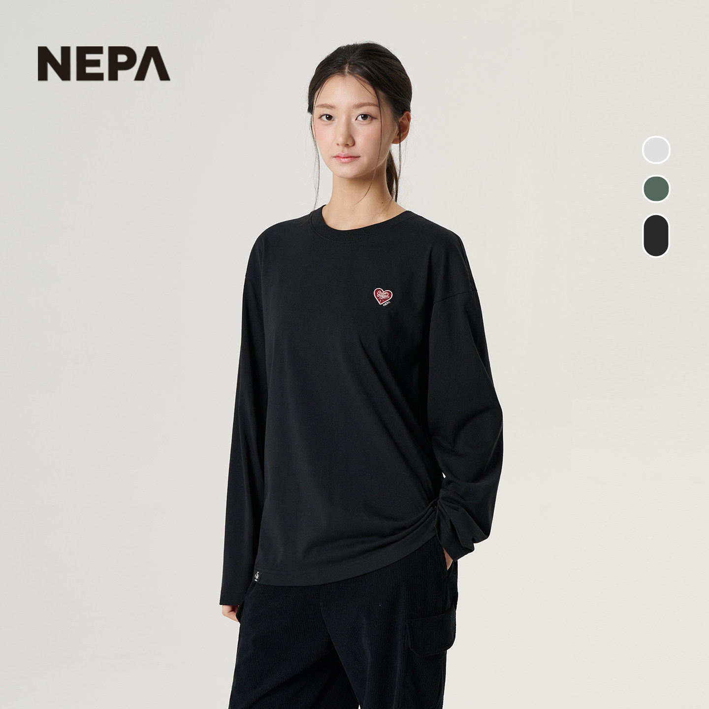 NEPA耐葩26秋新品男女长袖圆领T恤舒适休闲换季宽松T恤7ME5361