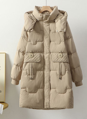 平湖新款鹅绒羽绒服女中长款2025新款小个子加厚高级感冬季外套潮