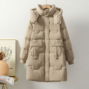 平湖新款鹅绒羽绒服女中长款2025新款小个子加厚高级感冬季外套潮