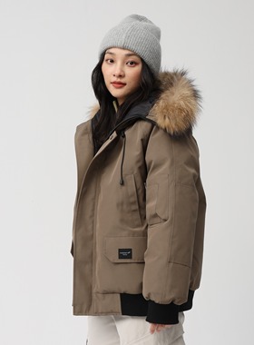 2025年新款派克服羽绒服女工装短款户外防风白鸭绒白鸭绒保暖外套