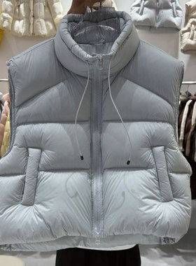 韩系2025新款秋冬90白鸭绒羽绒马甲女短款宽松小个子背心马夹外穿