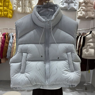 韩系2025新款秋冬90白鸭绒羽绒马甲女短款宽松小个子背心马夹外穿