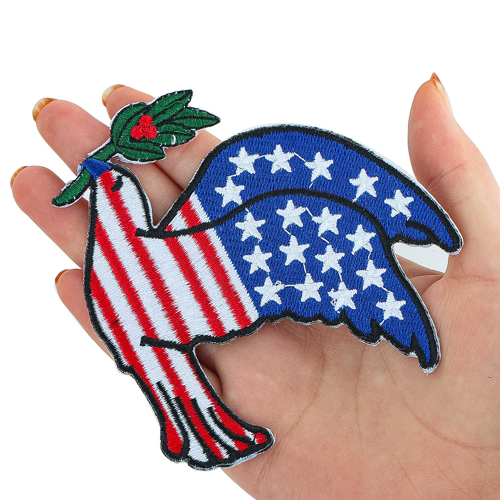 卡通精致动物和平鸽装饰破洞修补布贴衣服帽子辅料配件背胶补丁贴