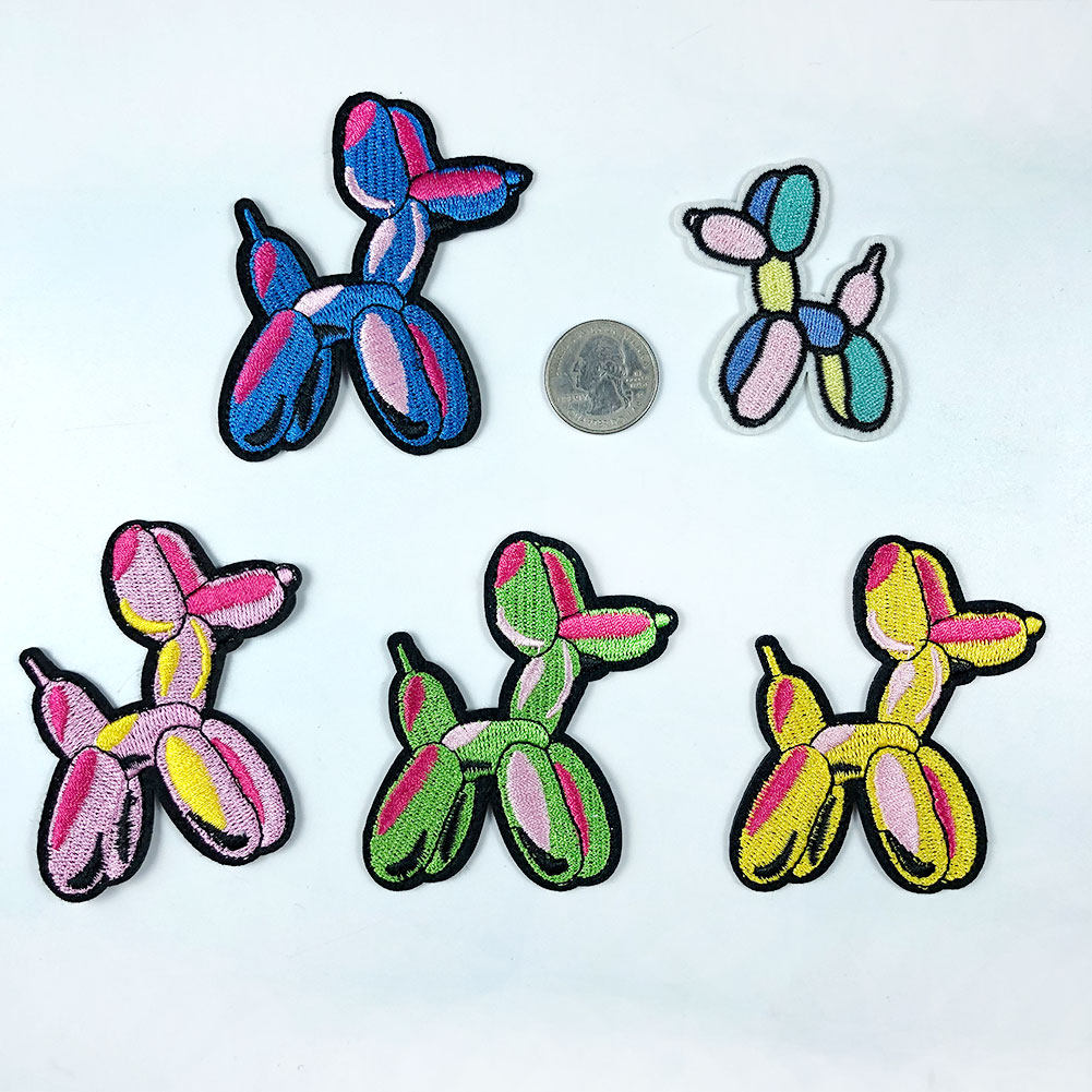 气球狗布贴卡通充气球狗狗背胶刺绣服装鞋帽包包绣花装饰补丁现货