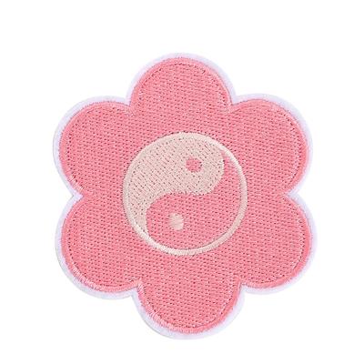 粉色花朵太极补贴补丁热熔胶背胶熨烫布贴装饰背包贴衣服补丁缝制