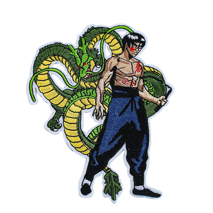 卡通动漫人物贴花李小龙刺绣布贴牛仔衣服装 绣花徽章diy背胶补丁