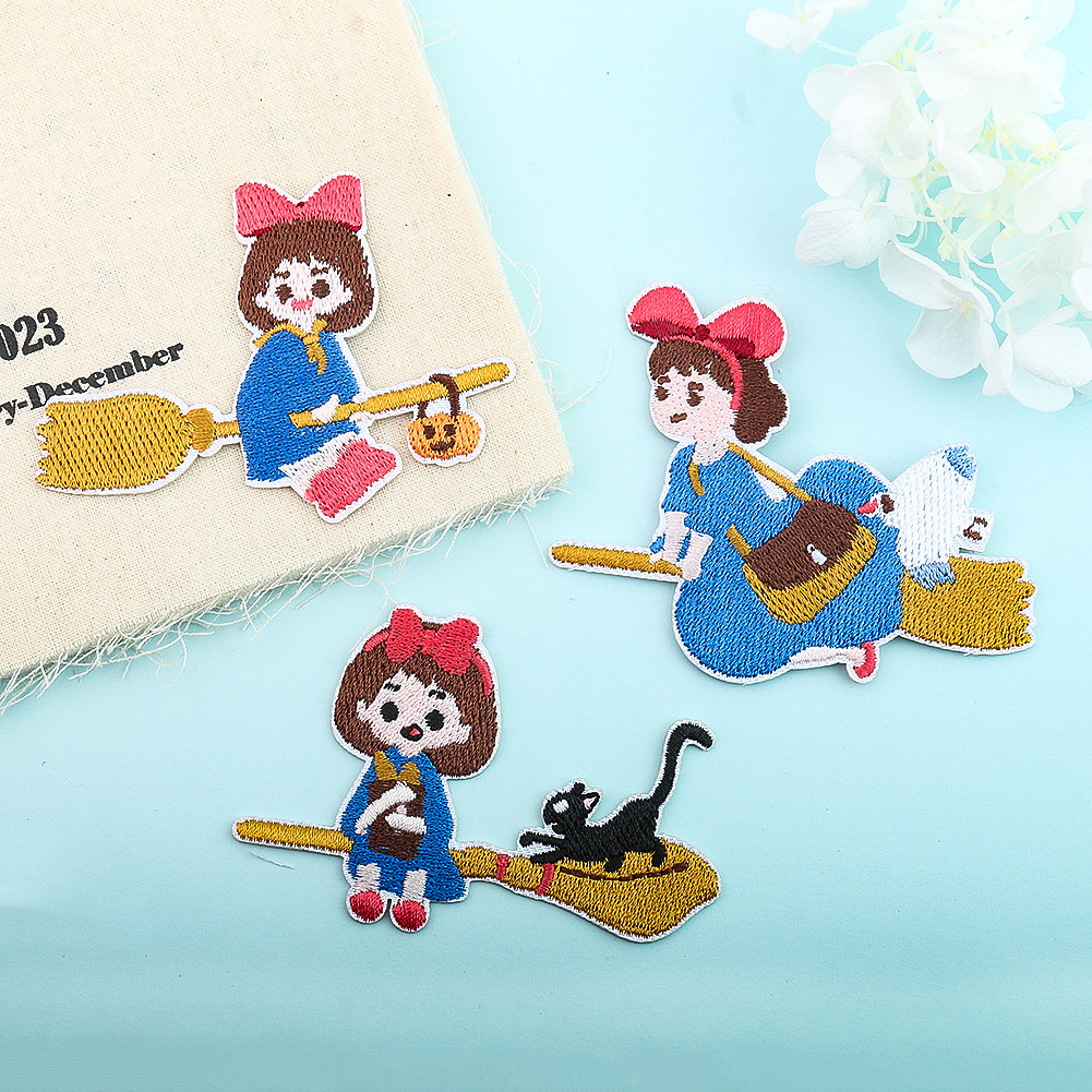 卡通动漫魔女宅急便贴花宫崎骏刺绣布贴儿童衣服裤子破洞装饰补丁