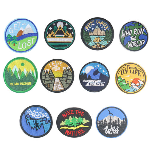 圆形森林山峰儿童服装可熨烫布贴