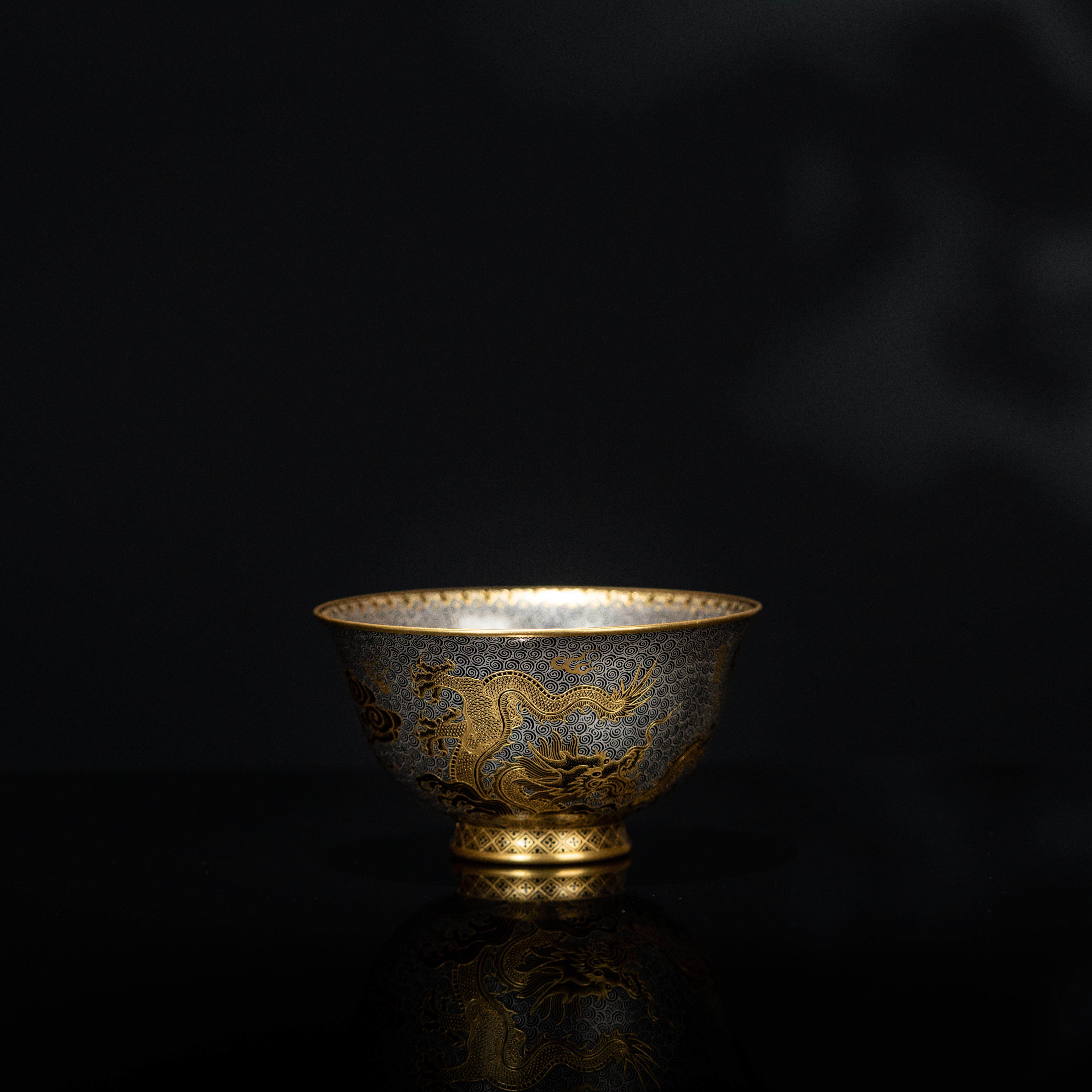 溢珍堂 堆金 金龙升渊 双龙压手杯140cc 瓷器茶周边茶具