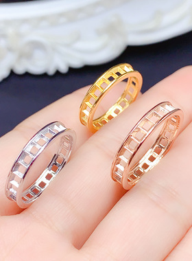 S925银满镶方2.5*2.5mm戒指空托时尚个性