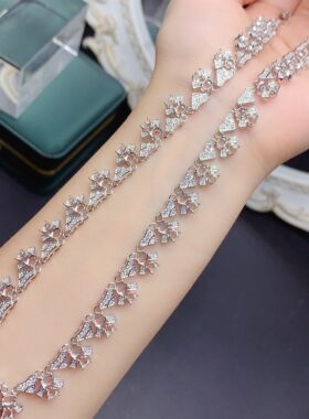 S925银时尚百搭流苏轻奢款式项链主石3*3/3*4MM空托