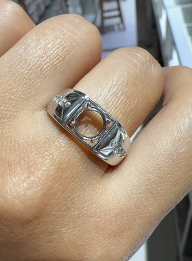 s925银戒指简约轻奢圆形锆石莫桑钻活口指环时尚 6-7-8mm镶嵌DIY