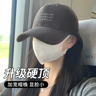 硬顶鸭舌帽女显脸小加大加深棒球帽男款 大头围帽子 宽帽檐加长韩版